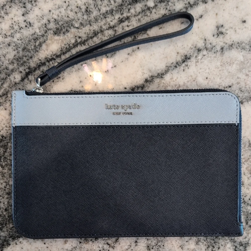 kate spade Black with Light Gray Contrast Zip Wristlet - Picture 3 of 5